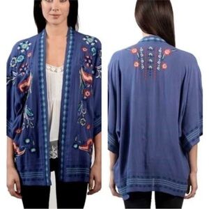 Curations Embroidered Blue Kimono Cardigan XS/S‎